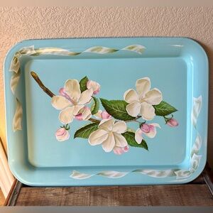 Vintage Set Floral Mid Century Modern Trays